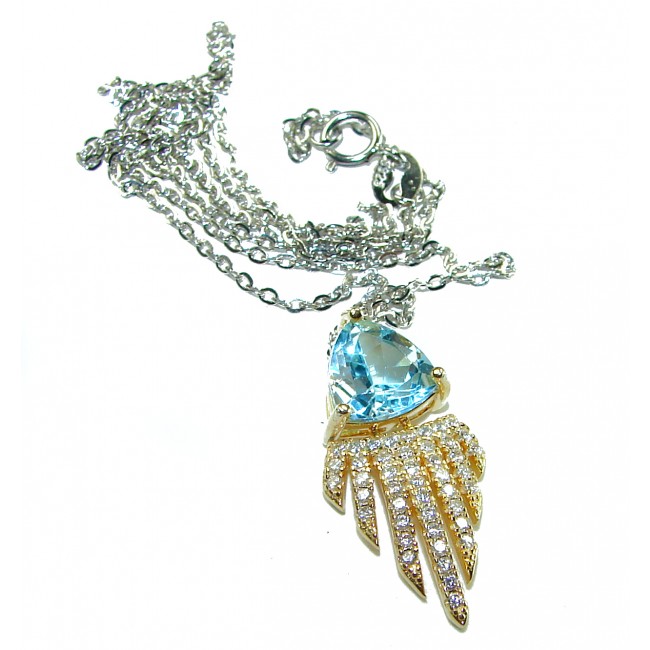 Seaside 4.5 carat Swiss Blue Topaz 18K Gold over .925 Sterling Silver handmade necklace