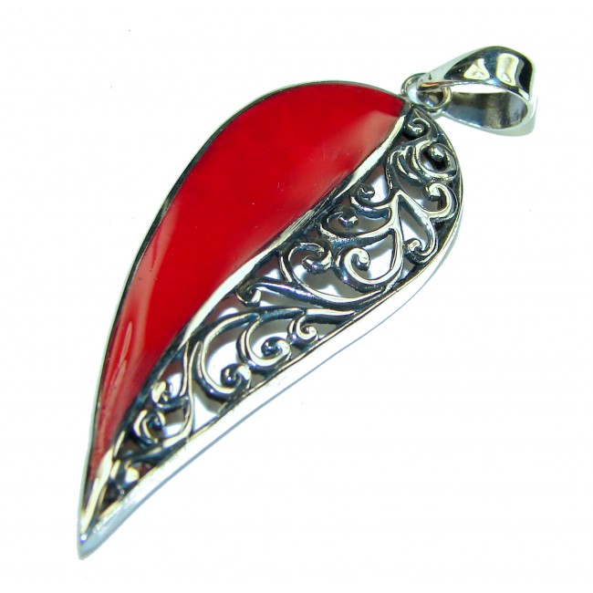 Authentic Coral .925 Sterling Silver handmade pendant