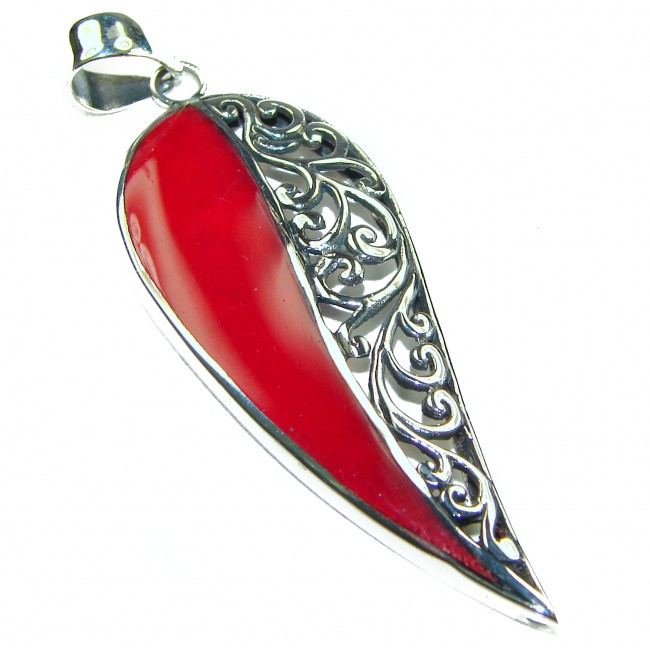 Authentic Coral .925 Sterling Silver handmade pendant