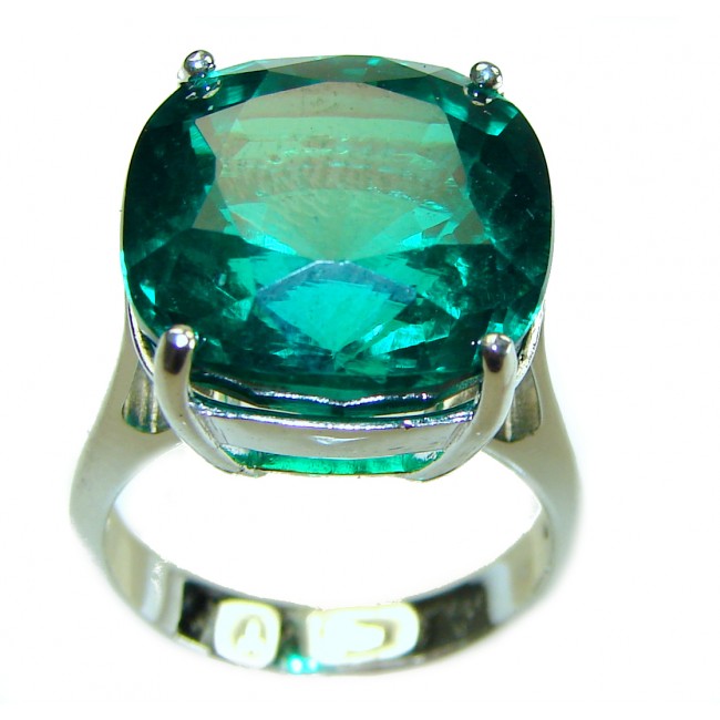 Timless Beauty 15.5 carat Helenite .925 Sterling Silver handmade Ring s. 8