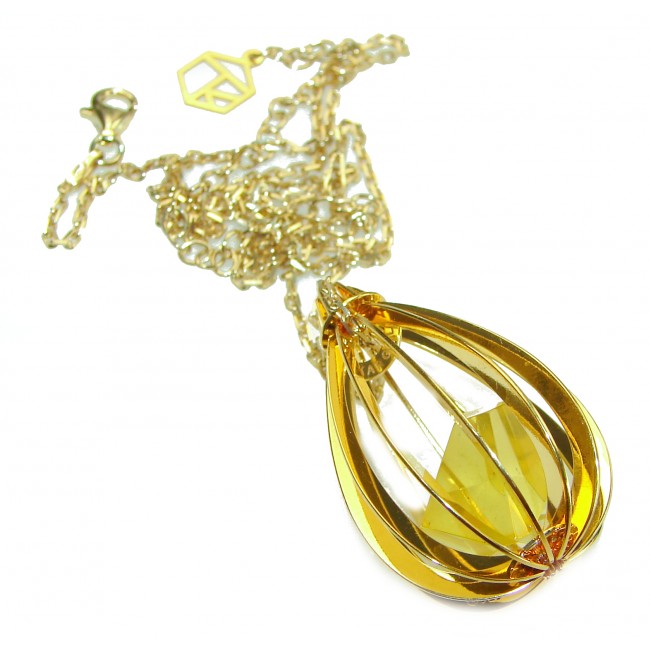 Golden Cage Natural Baltic Amber .925 Sterling Silver handcrafted necklace