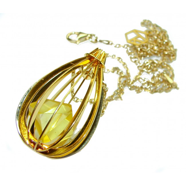 Golden Cage Natural Baltic Amber .925 Sterling Silver handcrafted necklace