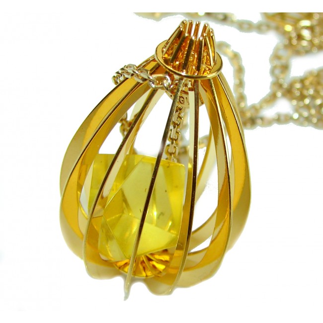 Golden Cage Natural Baltic Amber .925 Sterling Silver handcrafted necklace