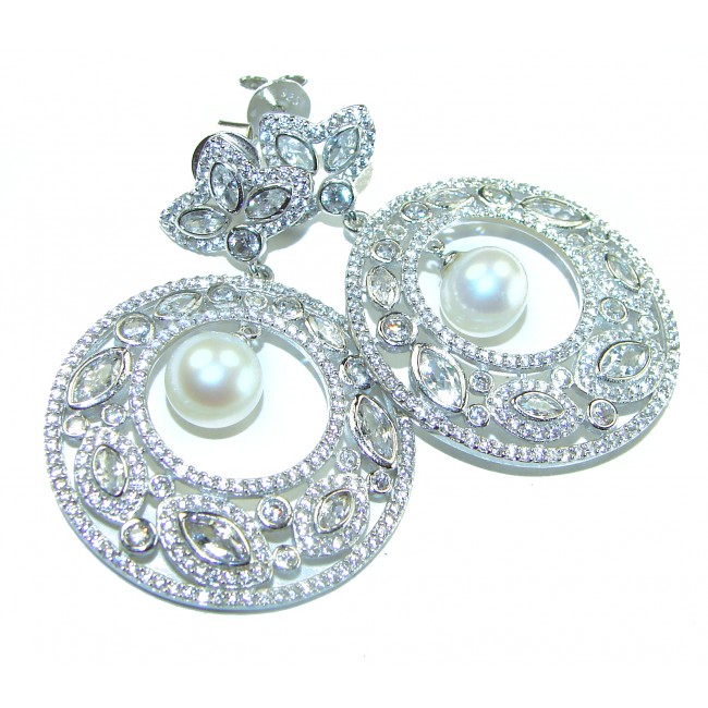 Dazzling Star Exclusive Pearl White Topaz .925 Sterling Silver handcrafted Earrings