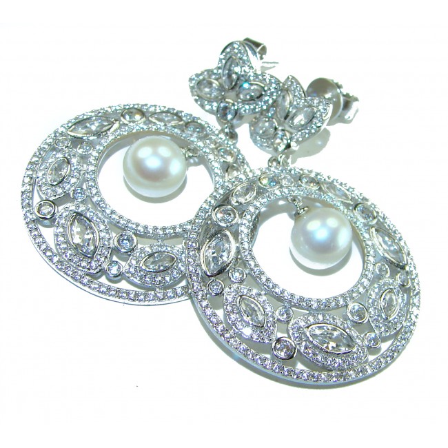 Dazzling Star Exclusive Pearl White Topaz .925 Sterling Silver handcrafted Earrings