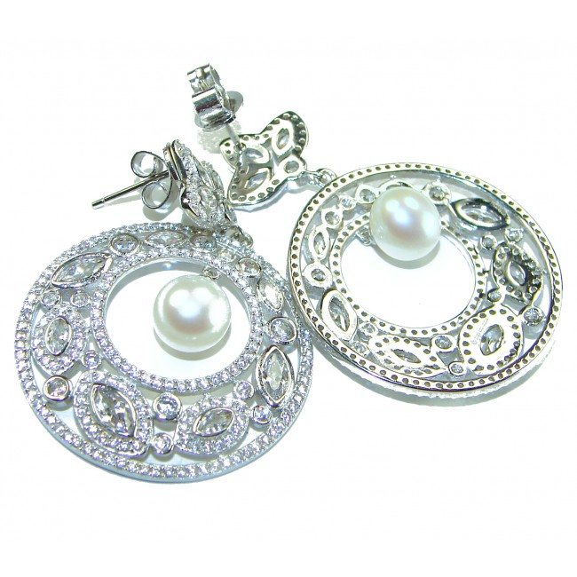 Dazzling Star Exclusive Pearl White Topaz .925 Sterling Silver handcrafted Earrings