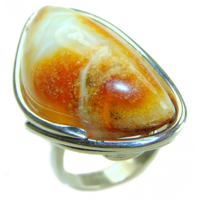 Carmel-by-the-Sea Authentic Butterscotch Baltic Sea Amber .925 Sterling Silver handcrafted ring; s. 7 adjustable