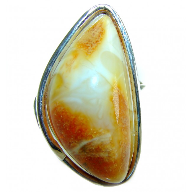 Carmel-by-the-Sea Authentic Butterscotch Baltic Sea Amber .925 Sterling Silver handcrafted ring; s. 7 adjustable