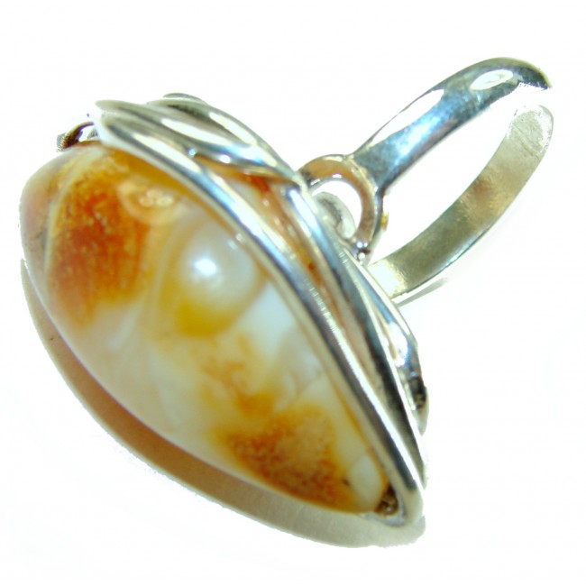 Carmel-by-the-Sea Authentic Butterscotch Baltic Sea Amber .925 Sterling Silver handcrafted ring; s. 7 adjustable