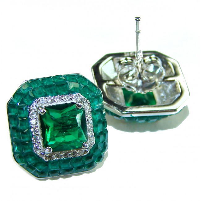 Green Emerald .925 Sterling Silver handcrafted incredible earrings