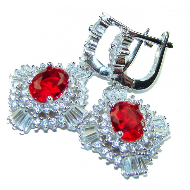 Red Brilliance 5.5 carat Ruby .925 Silver handcrafted Earrings