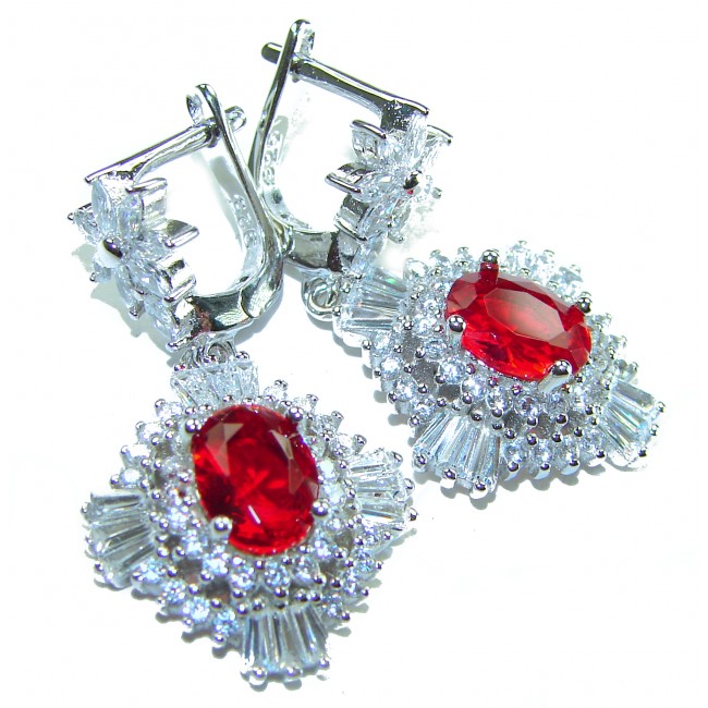 Red Brilliance 5.5 carat Ruby .925 Silver handcrafted Earrings