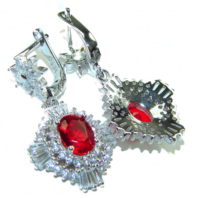 Red Brilliance 5.5 carat Ruby .925 Silver handcrafted Earrings