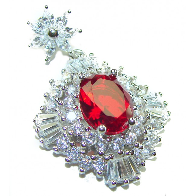 Red Brilliance 3.5 carat Ruby .925 Silver handcrafted pendant