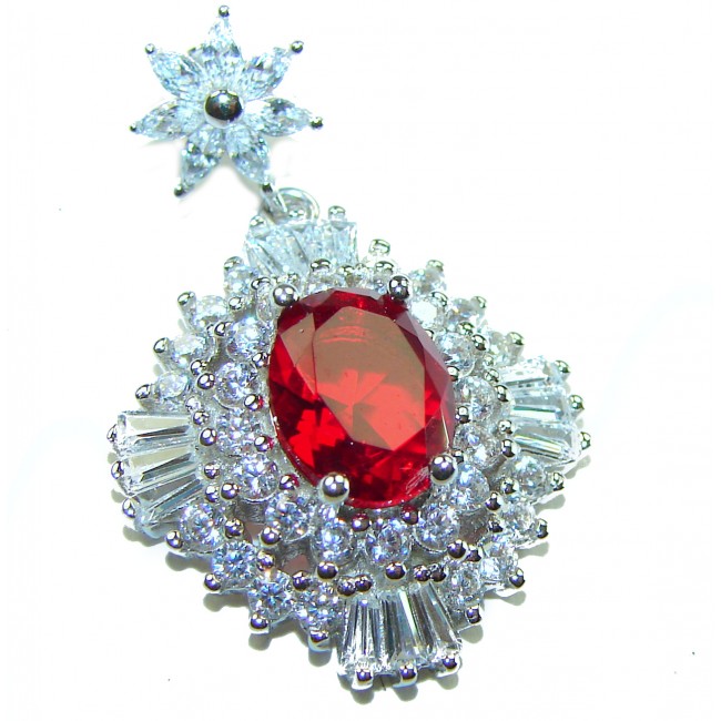 Red Brilliance 3.5 carat Ruby .925 Silver handcrafted pendant