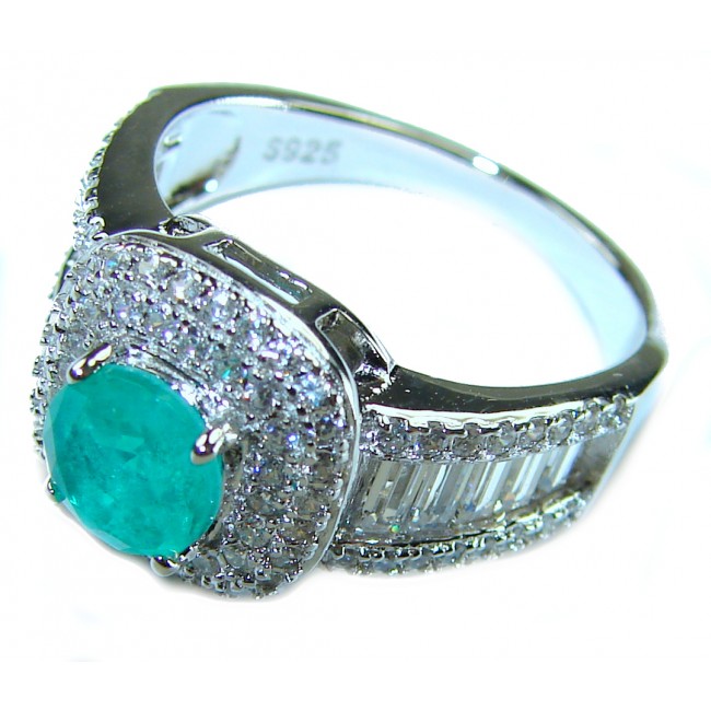 Round Cut 3.6 ctw Paraiba Tourmaline .925 Sterling Silver handcrafted Statement Ring size 6