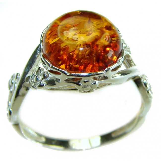 Authentic Baltic Amber .925 Sterling Silver handcrafted ring s. 7