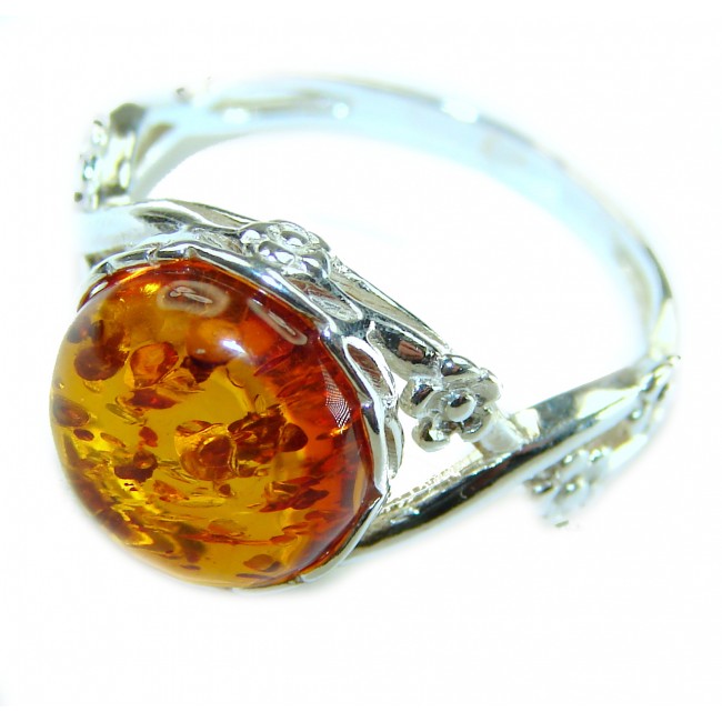 Authentic Baltic Amber .925 Sterling Silver handcrafted ring s. 7