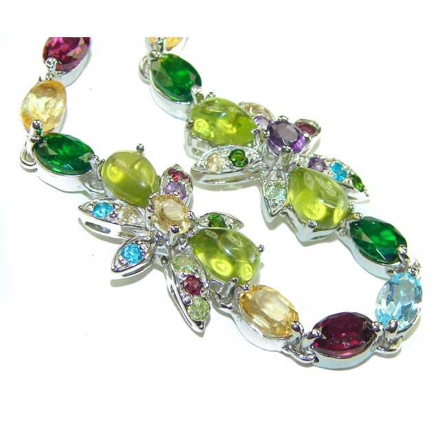 Natural Beauty 35.5 carat Multigem .925 Sterling Silver handmade Bracelet