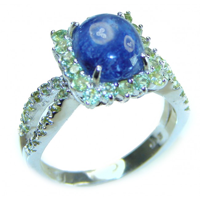 Royal Simplicity 4.5 carat Sapphire .925 Sterling Silver handcrafted ring; s. 8