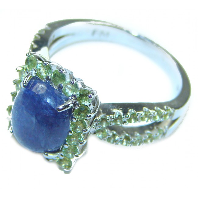 Royal Simplicity 4.5 carat Sapphire .925 Sterling Silver handcrafted ring; s. 8