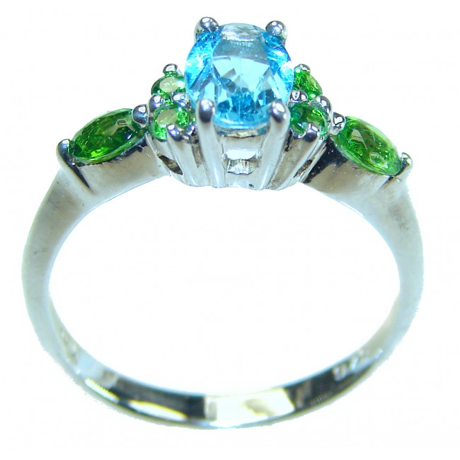 Ocean Drop 0.5 carat Swiss Blue Topaz .925 Sterling Silver handmade Ring size 8