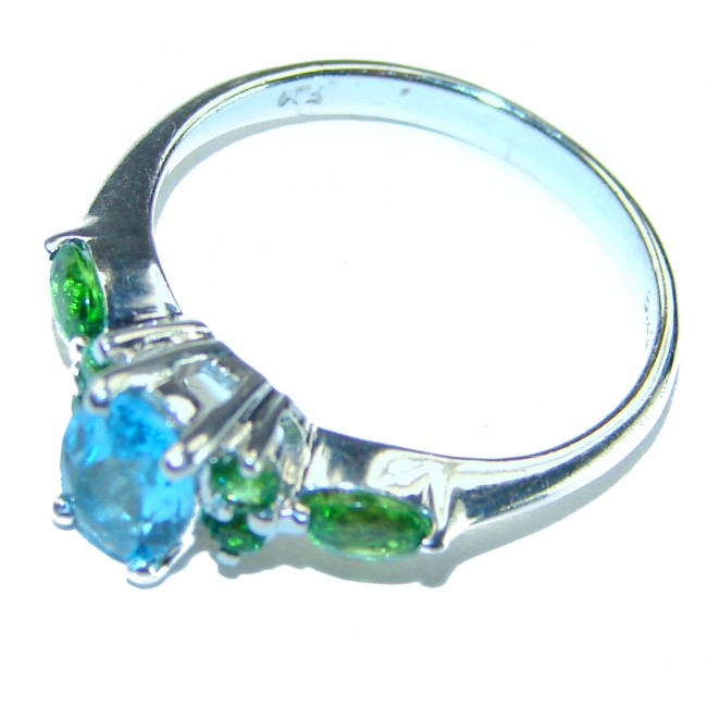 Ocean Drop 0.5 carat Swiss Blue Topaz .925 Sterling Silver handmade Ring size 8