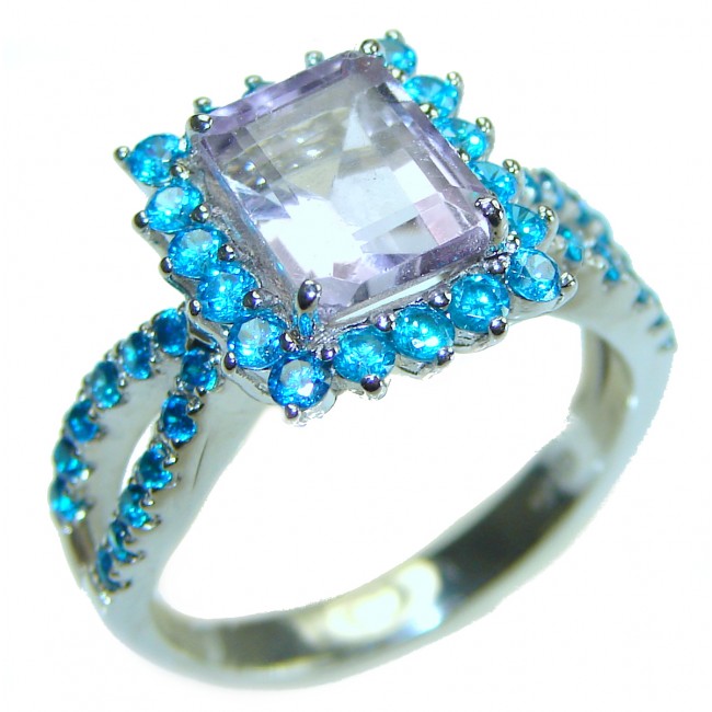 8.5 carat Pink Amethyst Apatite .925 Silver handcrafted Ring s. 8 1/4