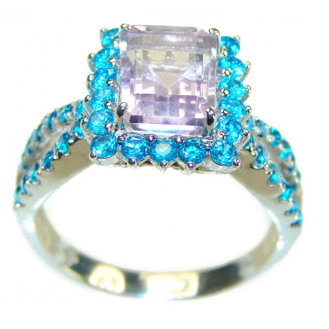 8.5 carat Pink Amethyst Apatite .925 Silver handcrafted Ring s. 8 1/4