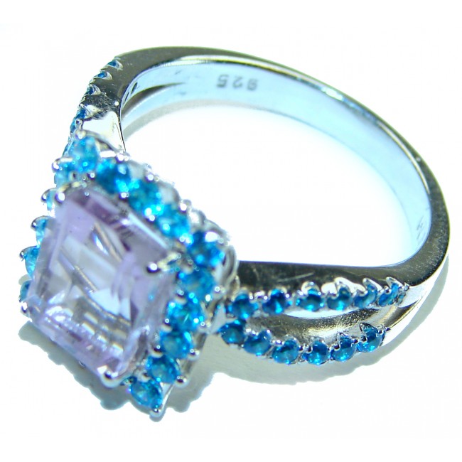 8.5 carat Pink Amethyst Apatite .925 Silver handcrafted Ring s. 8 1/4