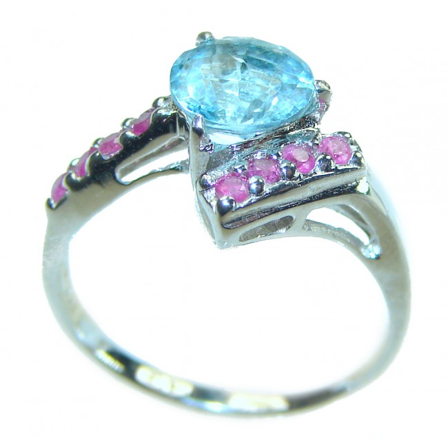 Ocean Drop 0.5 carat Swiss Blue Topaz .925 Sterling Silver handmade Ring size 6 1/4