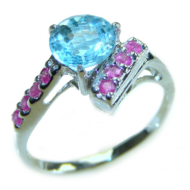 Ocean Drop 0.5 carat Swiss Blue Topaz .925 Sterling Silver handmade Ring size 6 1/4