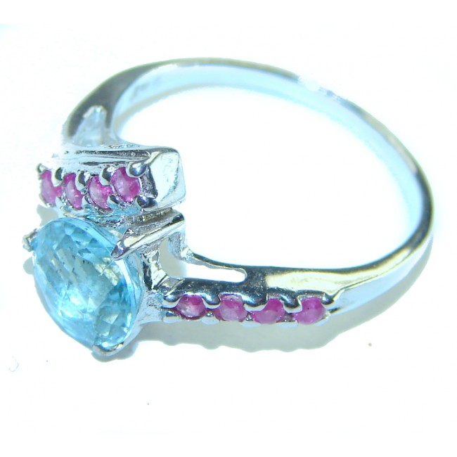 Ocean Drop 0.5 carat Swiss Blue Topaz .925 Sterling Silver handmade Ring size 6 1/4