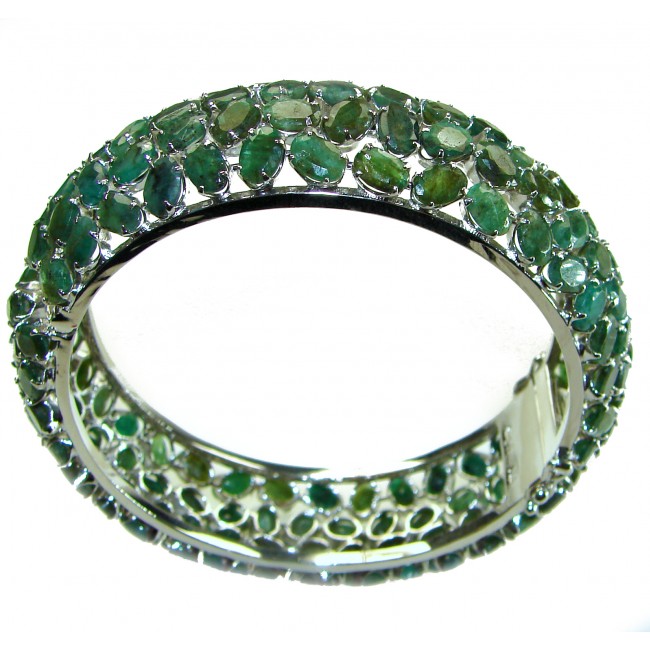 Spectacular 142.5 carat authentic Emerald .925 Sterling Silver handmade bangle Bracelet