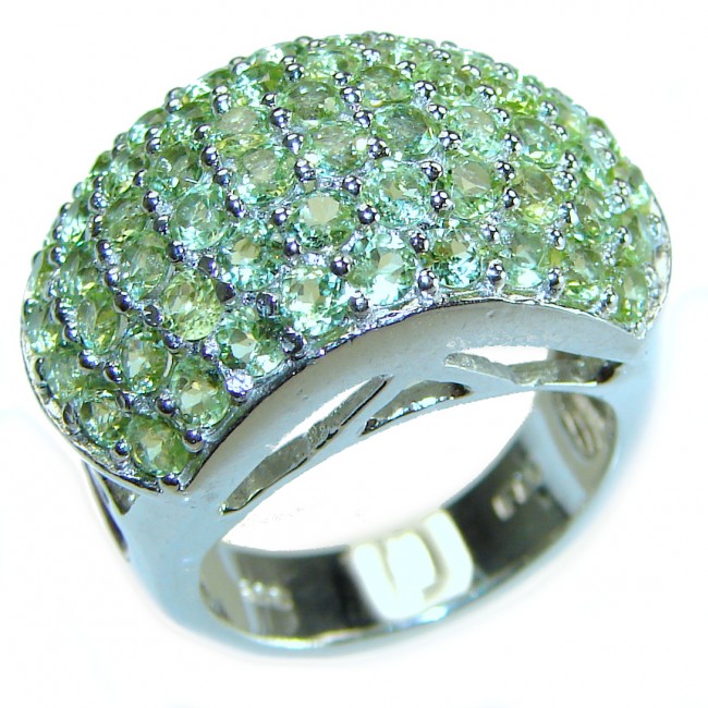 Alessia authentic 17.9 carat Peridot .925 Sterling Silver handmade Ring s. 6 1/4