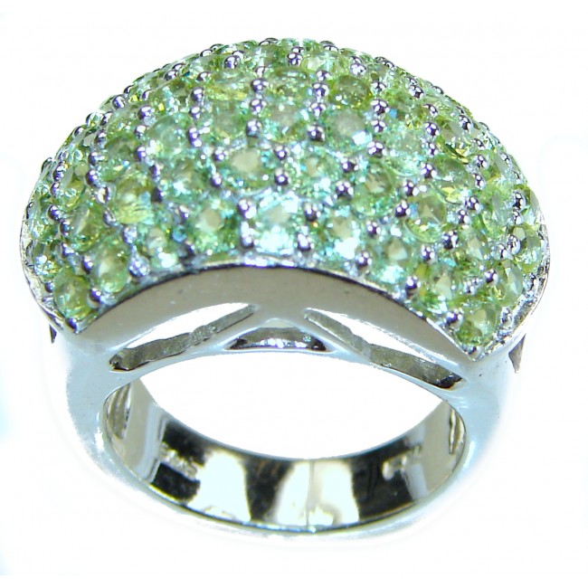 Alessia authentic 17.9 carat Peridot .925 Sterling Silver handmade Ring s. 6 1/4