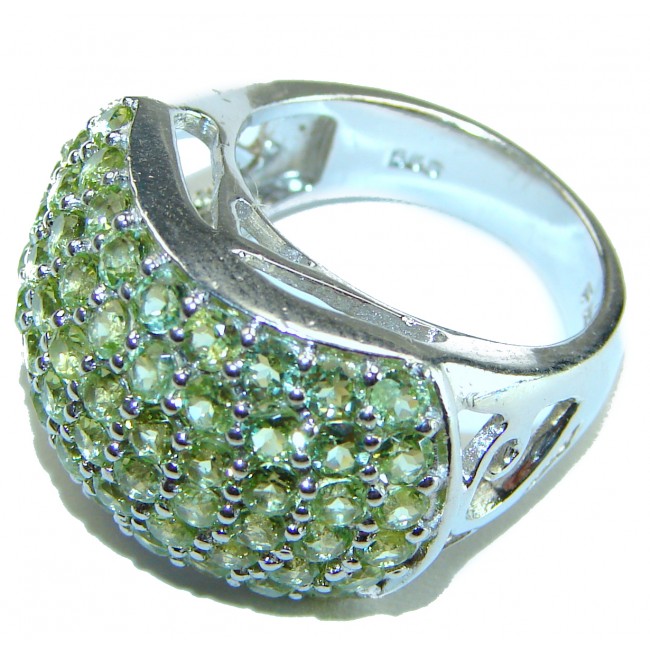 Alessia authentic 17.9 carat Peridot .925 Sterling Silver handmade Ring s. 6 1/4