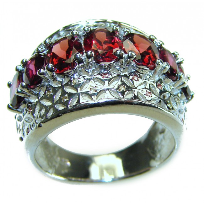 Carmen authentic 10.5 carat Garnet .925 Sterling Silver handcrafted Ring size 8 1/2