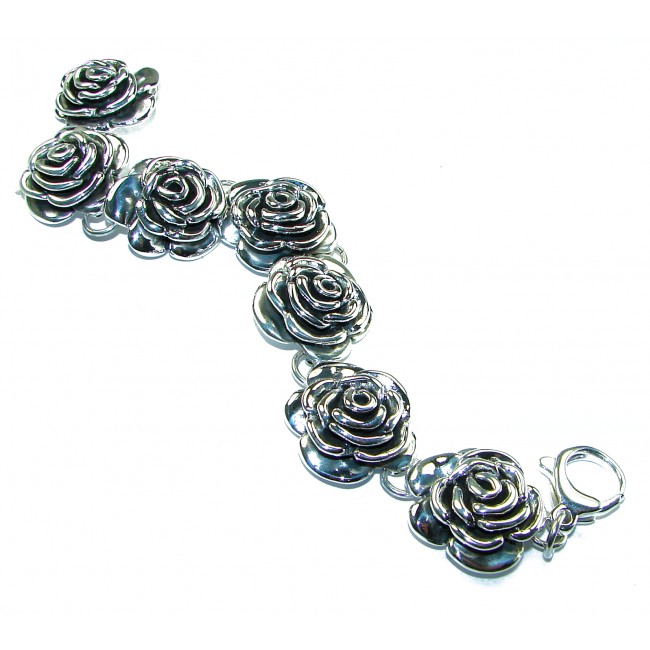 Italy HANDMADE made 7 Roses Bracelet in best quality .925 Sterling Silver