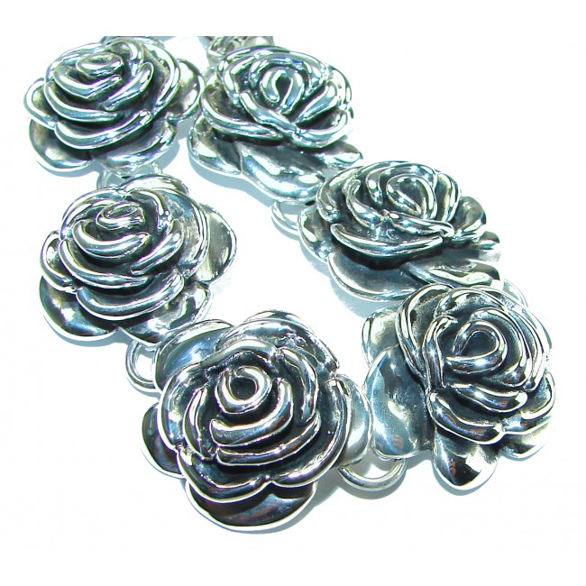 Italy HANDMADE made 7 Roses Bracelet in best quality .925 Sterling Silver