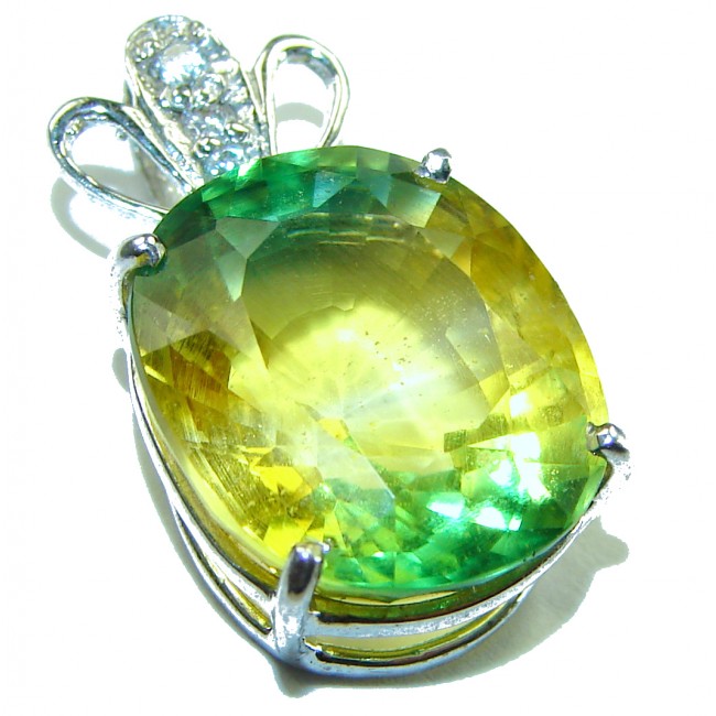 Unheated Bi-Color 10.5 carat Emerald .925 Sterling Silver handcrafted Pendant