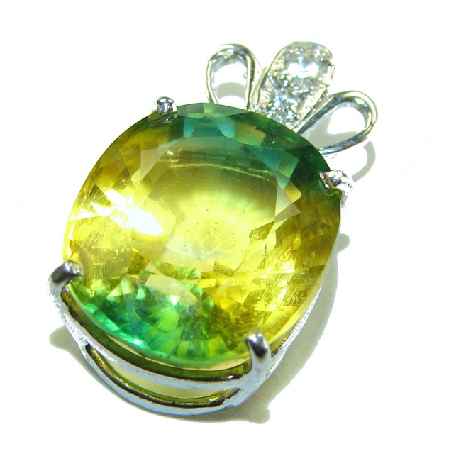 Unheated Bi-Color 10.5 carat Emerald .925 Sterling Silver handcrafted Pendant