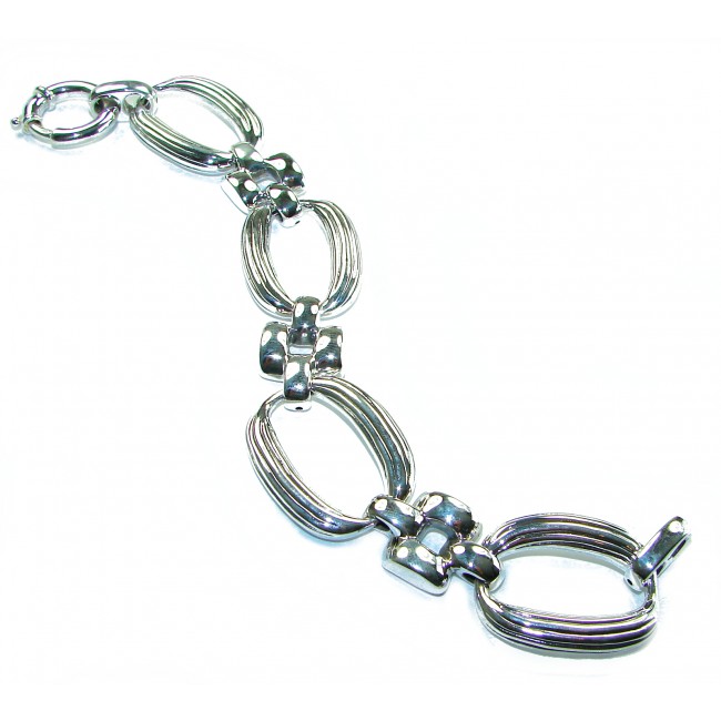 Italian Sterling Silver Textured and Polished Multi-Link Bracelet