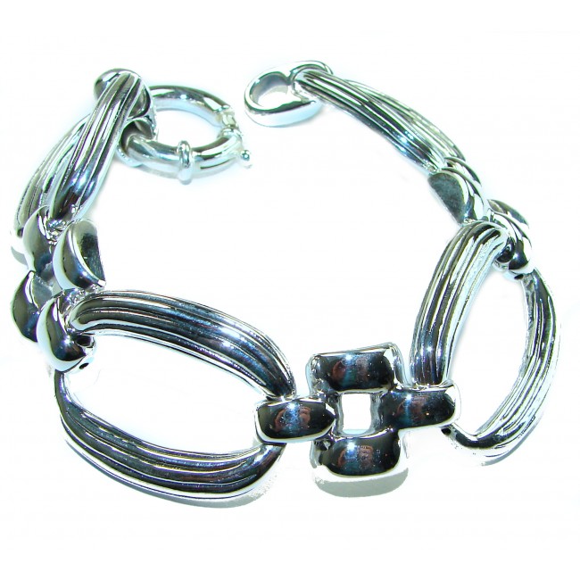 Italian Sterling Silver Textured and Polished Multi-Link Bracelet