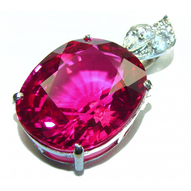 Viviana - Vintage Design 25.5 carat oval cut Pink Sapphire .925 Sterling Silver handcrafted Pendant