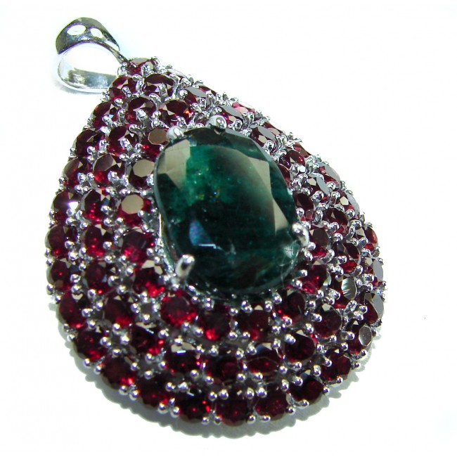 Deluxe 10.2 carat Grandidierite Garnet .925 Sterling Silver handmade Pendant