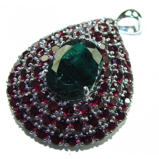 Deluxe 10.2 carat Grandidierite Garnet .925 Sterling Silver handmade Pendant