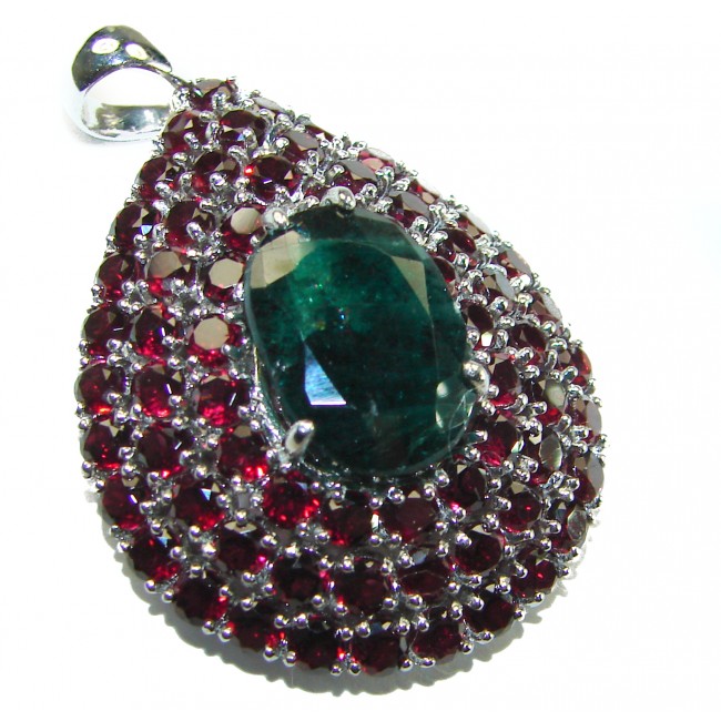 Deluxe 10.2 carat Grandidierite Garnet .925 Sterling Silver handmade Pendant