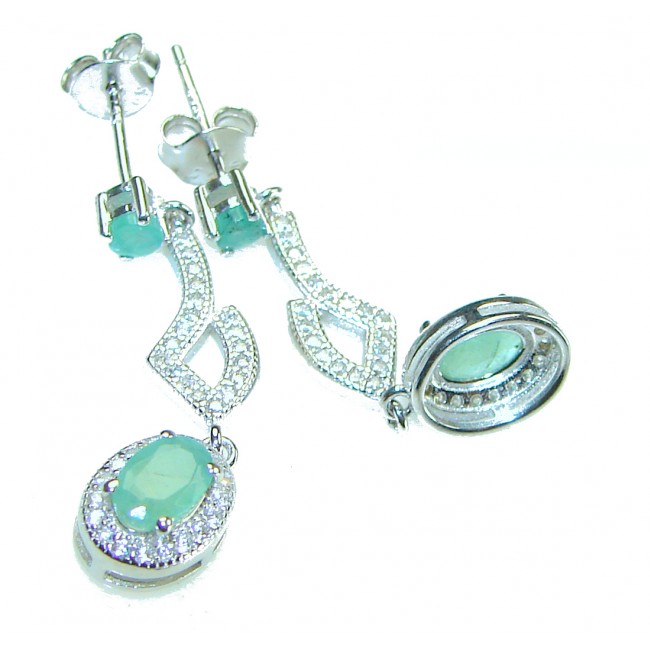 Hidden Treasure 4.1 carat Emerald .925 Sterling Silver handcrafted Earrings