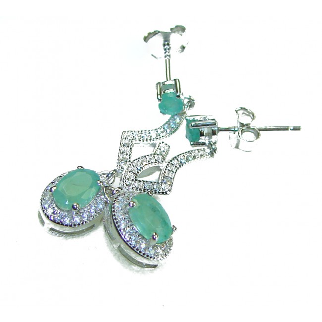 Hidden Treasure 4.1 carat Emerald .925 Sterling Silver handcrafted Earrings